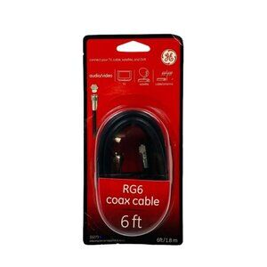 GE RG6 Coax Cable 6 Ft Black Audio/Video Connector Television